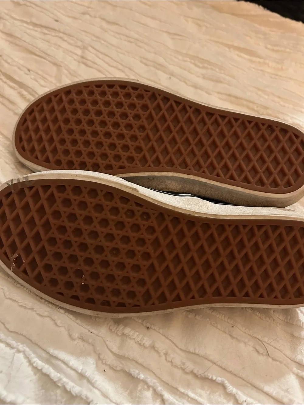 Vans Black Leather Slip-On Shoes with White Sole